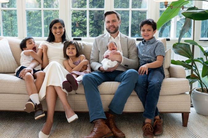 Vice President Vance at home with his wife and children